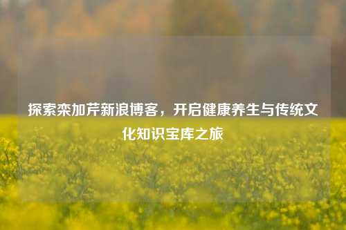 探索栾加芹新浪博客,开启健康养生与传统文化知识宝库之旅