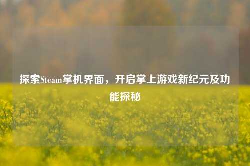 探索Steam掌机界面，开启掌上游戏新纪元及功能探秘