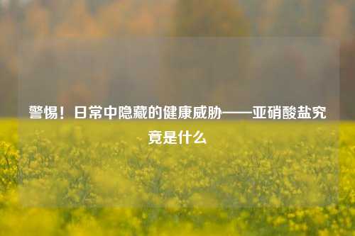 警惕!日常中隐藏的健康威胁——亚硝酸盐究竟是什么