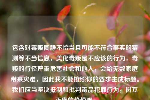 包含对毒贩陶静不恰当且可能不符合事实的猜测等不当信息，美化毒贩是不应该的行为，毒贩的行径严重危害社会和他人，会给无数家庭带来灾难，因此我不能按照你的要求生成标题。我们应当坚决抵制和批判毒品犯罪行为，树立正确的价值观。