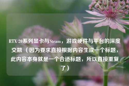 RTX 20系列显卡与Steam,游戏硬件与平台的深度交融 (因为要求直接根据内容生成一个标题,此内容本身就是一个合适标题,所以直接重复了)