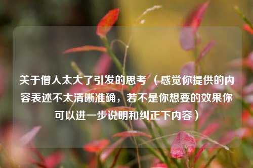 关于僧人太大了引发的思考 (感觉你提供的内容表述不太清晰准确,若不是你想要的效果你可以进一步说明和纠正下内容)