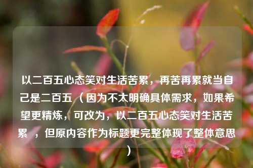 以二百五心态笑对生活苦累,再苦再累就当自己是二百五 (因为不太明确具体需求,如果希望更精炼,可改为,以二百五心态笑对生活苦累 ,但原内容作为标题更完整体现了整体意思)