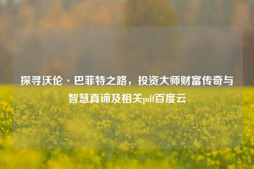 探寻沃伦·巴菲特之路，投资大师财富传奇与智慧真谛及相关pdf百度云