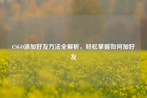 CSGO添加好友方法全解析，轻松掌握如何加好友