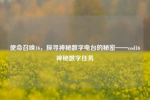 使命召唤16,探寻神秘数字电台的秘密——cod16神秘数字任务