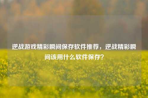 逆战游戏精彩瞬间保存软件推荐，逆战精彩瞬间该用什么软件保存？