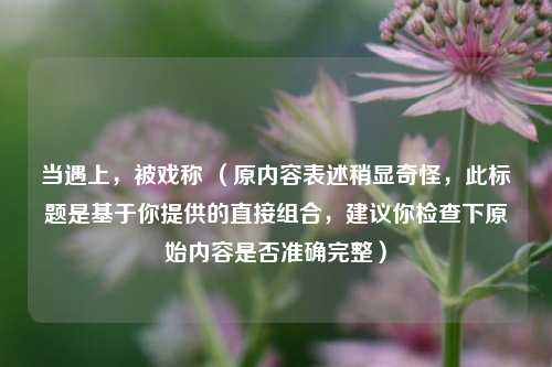 当遇上,被戏称 (原内容表述稍显奇怪,此标题是基于你提供的直接组合,建议你检查下原始内容是否准确完整)