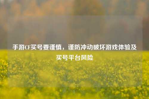 手游CF买号要谨慎,谨防冲动破坏游戏体验及买号平台风险