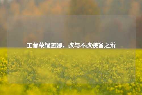 王者荣耀露娜，改与不改装备之辩
