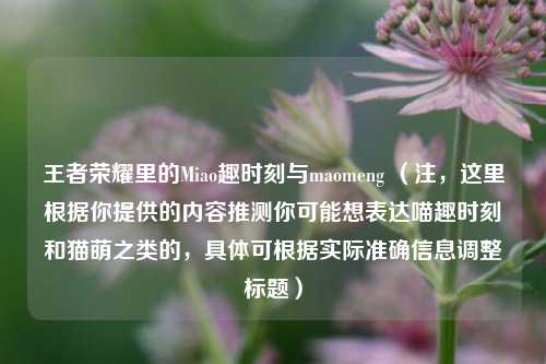 王者荣耀里的Miao趣时刻与maomeng (注,这里根据你提供的内容推测你可能想表达喵趣时刻和猫萌之类的,具体可根据实际准确信息调整标题)