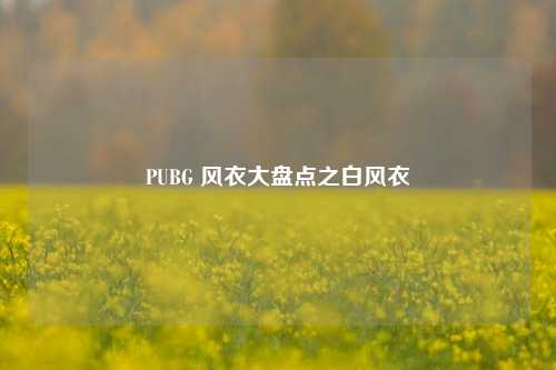 PUBG 风衣大盘点之白风衣
