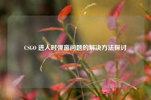 CSGO 进入时弹窗问题的解决方法探讨