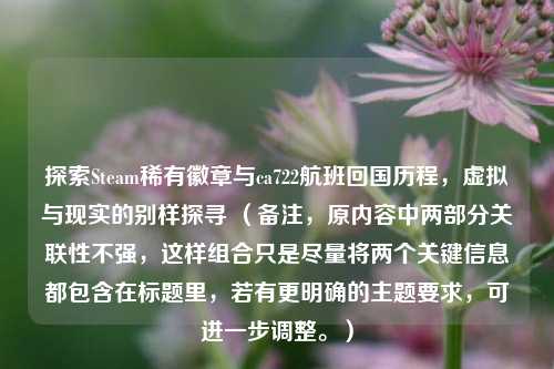 探索Steam稀有徽章与ca722航班回国历程，虚拟与现实的别样探寻 （备注，原内容中两部分关联性不强，这样组合只是尽量将两个关键信息都包含在标题里，若有更明确的主题要求，可进一步调整。）