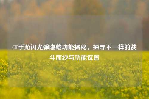 CF手游闪光弹隐藏功能揭秘,探寻不一样的战斗面纱与功能位置