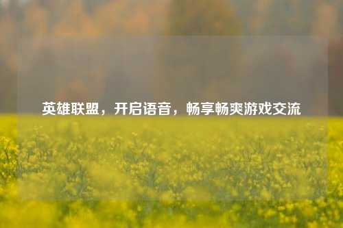 英雄联盟，开启语音，畅享畅爽游戏交流