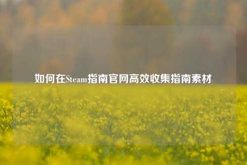 如何在Steam指南官网高效收集指南素材