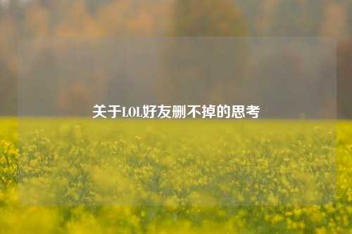 关于LOL好友删不掉的思考
