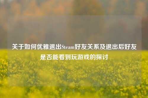 关于如何优雅退出Steam好友关系及退出后好友是否能看到玩游戏的探讨