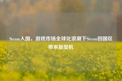 Steam入国，游戏市场全球化浪潮下Steam回国区带来新契机