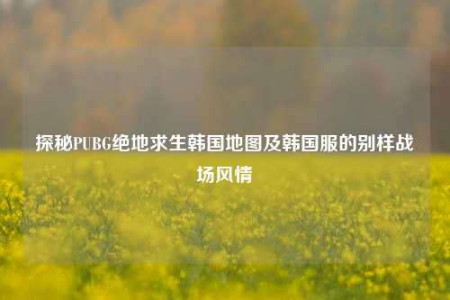 探秘PUBG绝地求生韩国地图及韩国服的别样战场风情