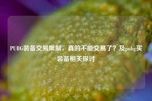 PUBG装备交易限制,真的不能交易了?及pubg买装备相关探讨