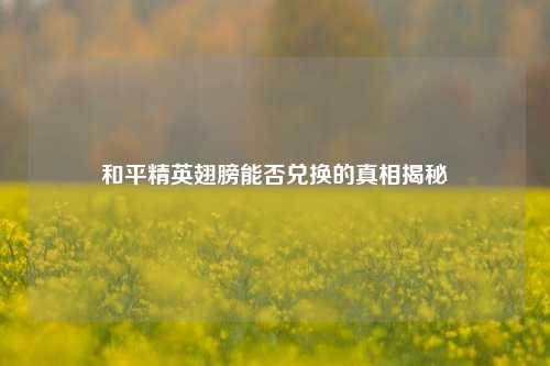 和平精英翅膀能否兑换的真相揭秘