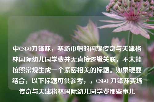中CSGO刀锋妹，赛场巾帼的闪耀传奇与天津格林国际幼儿园学费并无直接逻辑关联，不太能按照常规生成一个紧密相关的标题。如果硬要结合，以下标题可供参考，，CSGO 刀锋妹赛场传奇与天津格林国际幼儿园学费那些事儿