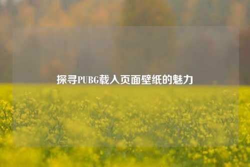 探寻PUBG载入页面壁纸的魅力
