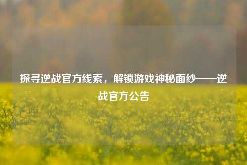 探寻逆战官方线索，解锁游戏神秘面纱——逆战官方公告