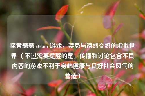 探索瑟瑟 steam 游戏,禁忌与诱惑交织的虚拟世界 (不过需要提醒的是,传播和讨论包含不良内容的游戏不利于身心健康与良好社会风气的营造)