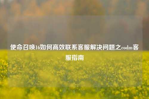 使命召唤16如何高效联系客服解决问题之codm客服指南
