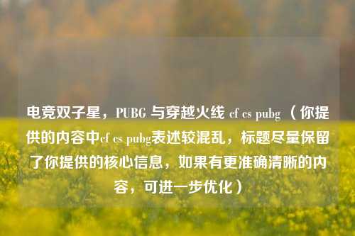 电竞双子星,PUBG 与穿越火线 cf cs pubg (你提供的内容中cf cs pubg表述较混乱,标题尽量保留了你提供的核心信息,如果有更准确清晰的内容,可进一步优化)