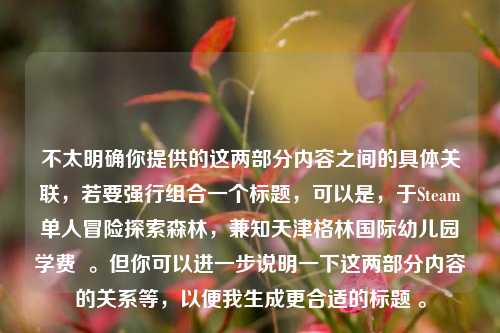 不太明确你提供的这两部分内容之间的具体关联，若要强行组合一个标题，可以是，于Steam单人冒险探索森林，兼知天津格林国际幼儿园学费  。但你可以进一步说明一下这两部分内容的关系等，以便我生成更合适的标题 。