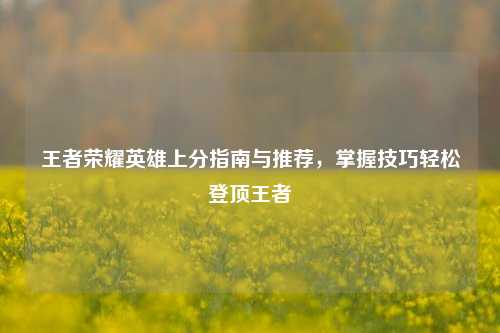 王者荣耀英雄上分指南与推荐，掌握技巧轻松登顶王者