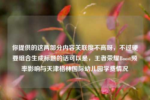 你提供的这两部分内容关联度不高呀，不过硬要组合生成标题的话可以是，王者荣耀Boost频率影响与天津格林国际幼儿园学费情况