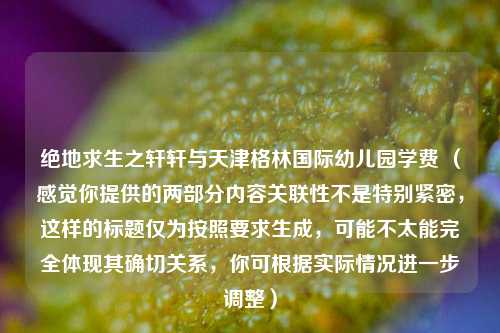 绝地求生之轩轩与天津格林国际幼儿园学费 （感觉你提供的两部分内容关联性不是特别紧密，这样的标题仅为按照要求生成，可能不太能完全体现其确切关系，你可根据实际情况进一步调整）
