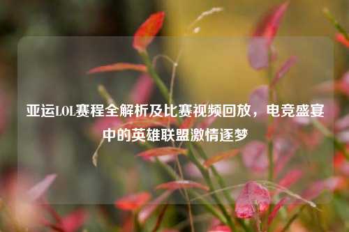 亚运LOL赛程全解析及比赛视频回放,电竞盛宴中的英雄联盟激情逐梦