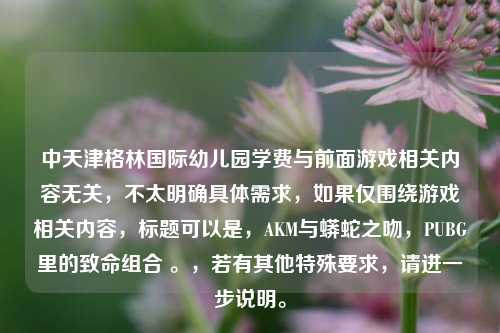 中天津格林国际幼儿园学费与前面游戏相关内容无关,不太明确具体需求,如果仅围绕游戏相关内容,标题可以是,AKM与蟒蛇之吻,PUBG里的致命组合 。,若有其他特殊要求,请进一步说明。