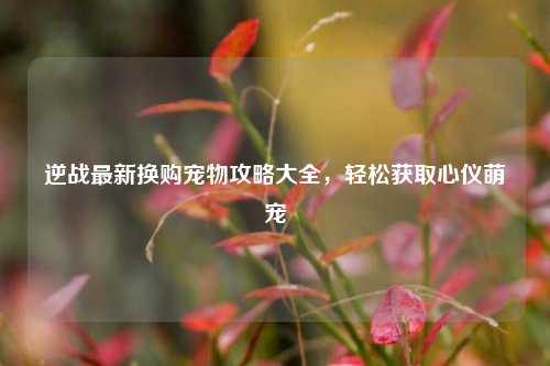 逆战最新换购宠物攻略大全,轻松获取心仪萌宠