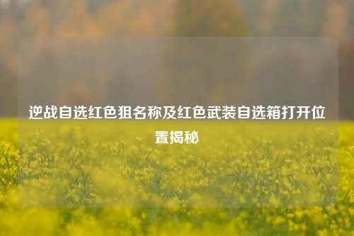 逆战自选红色狙名称及红色武装自选箱打开位置揭秘