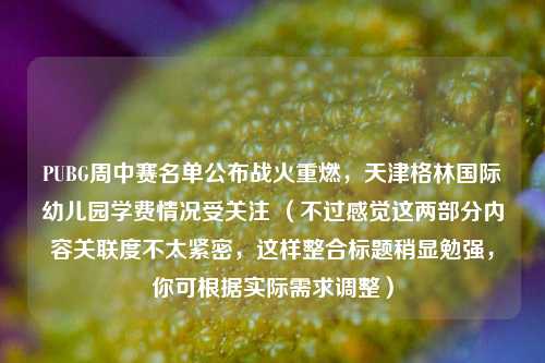 PUBG周中赛名单公布战火重燃，天津格林国际幼儿园学费情况受关注 （不过感觉这两部分内容关联度不太紧密，这样整合标题稍显勉强，你可根据实际需求调整）