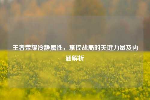 王者荣耀冷静属性，掌控战局的关键力量及内涵解析