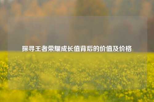 探寻王者荣耀成长值背后的价值及价格