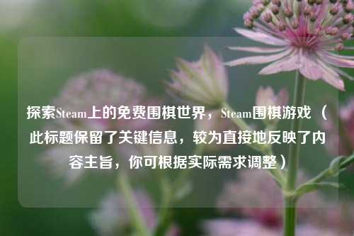 探索Steam上的免费围棋世界,Steam围棋游戏 (此标题保留了关键信息,较为直接地反映了内容主旨,你可根据实际需求调整)