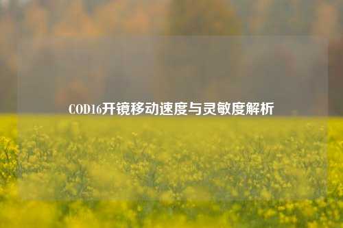 COD16开镜移动速度与灵敏度解析