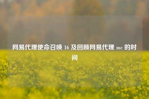 网易代理使命召唤 16 及回顾网易代理 mc 的时间