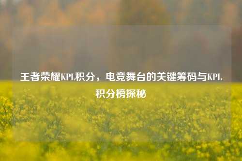 王者荣耀KPL积分，电竞舞台的关键筹码与KPL积分榜探秘