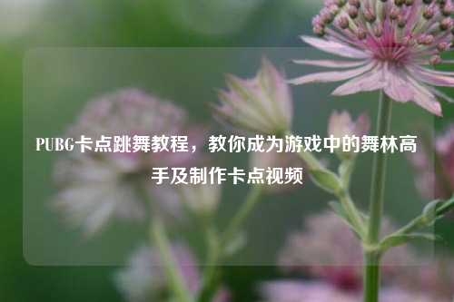 PUBG卡点跳舞教程,教你成为游戏中的舞林高手及制作卡点视频