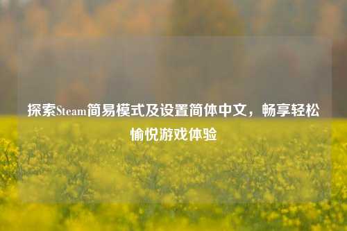 探索Steam简易模式及设置简体中文,畅享轻松愉悦游戏体验